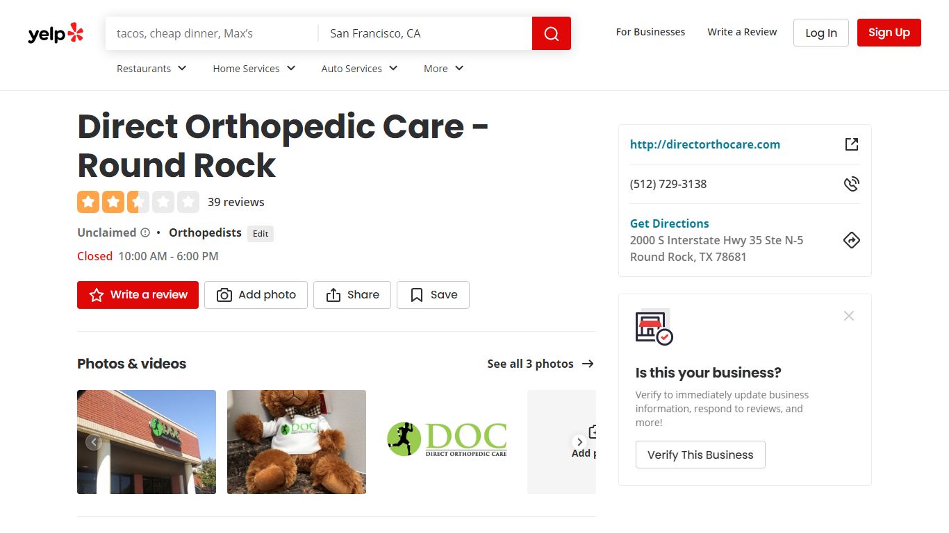 Direct Orthopedic Care - Round Rock - Yelp